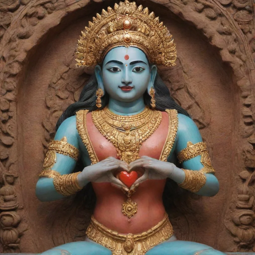 artstation art the heart is inserted into wooden statue of lord vishnu confident engaging wow 3