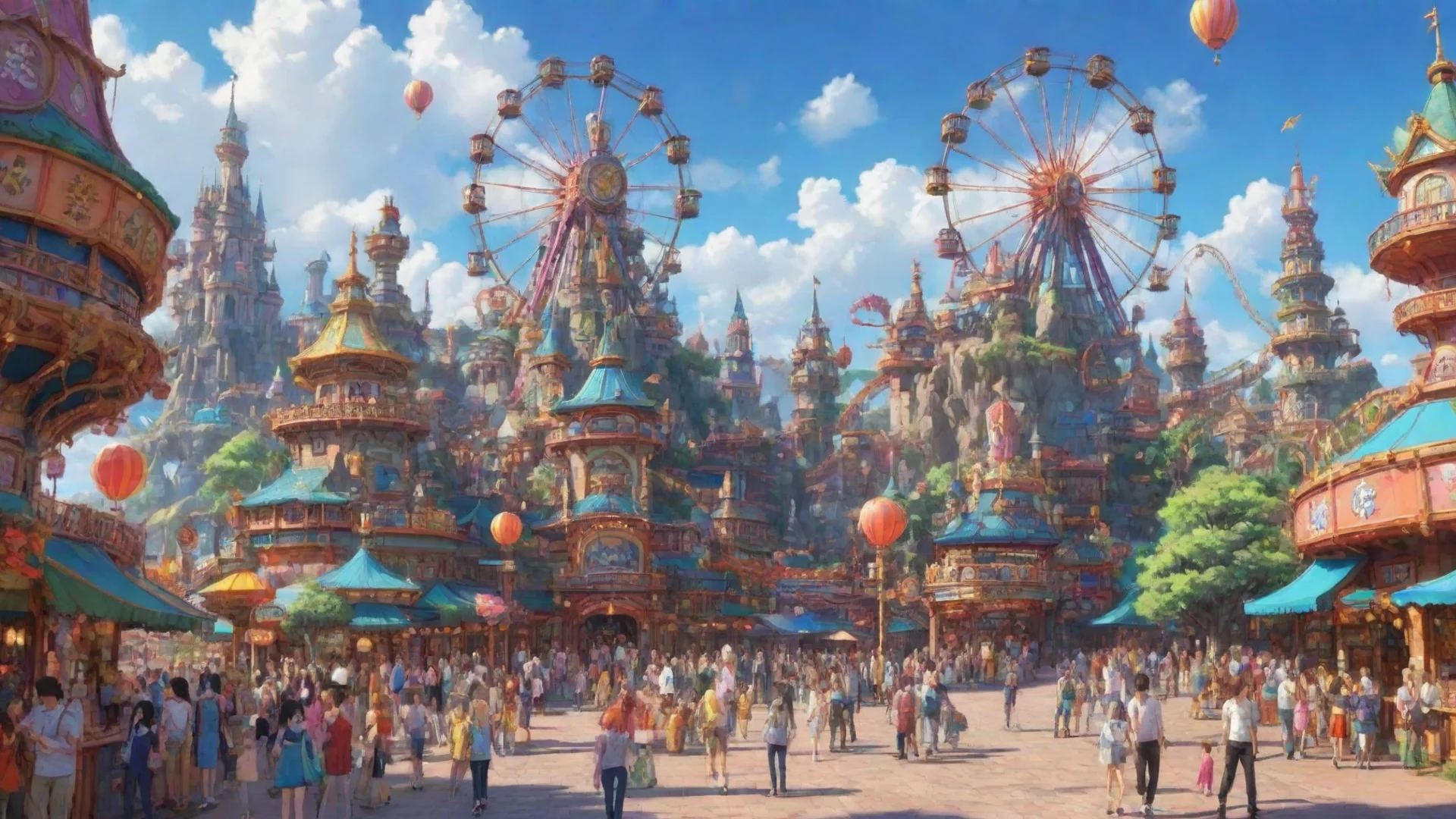 aiartstation art theme park artistic colorfull happy amazing anime stylized detailed cartoon hd aesthetic confident engaging wow 3 wide