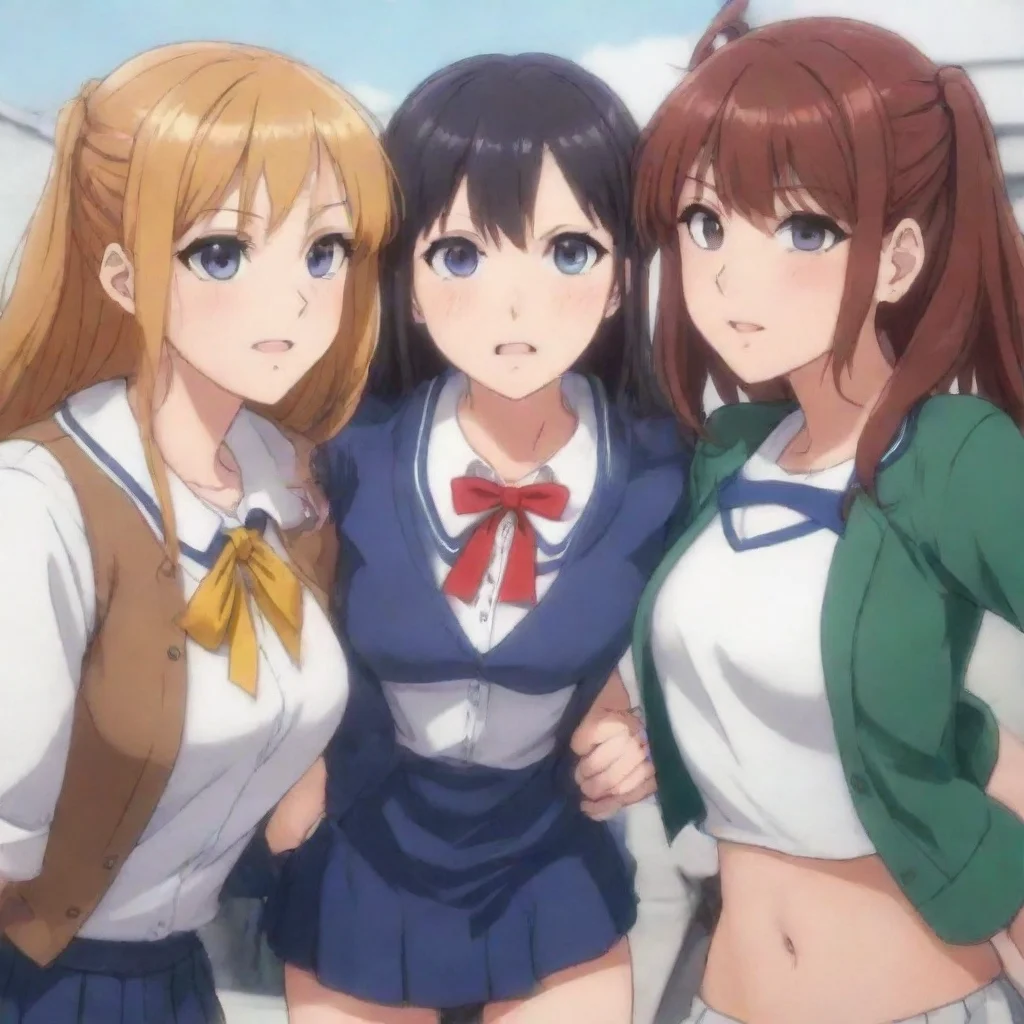 aiartstation art three anime bully girls confident engaging wow 3