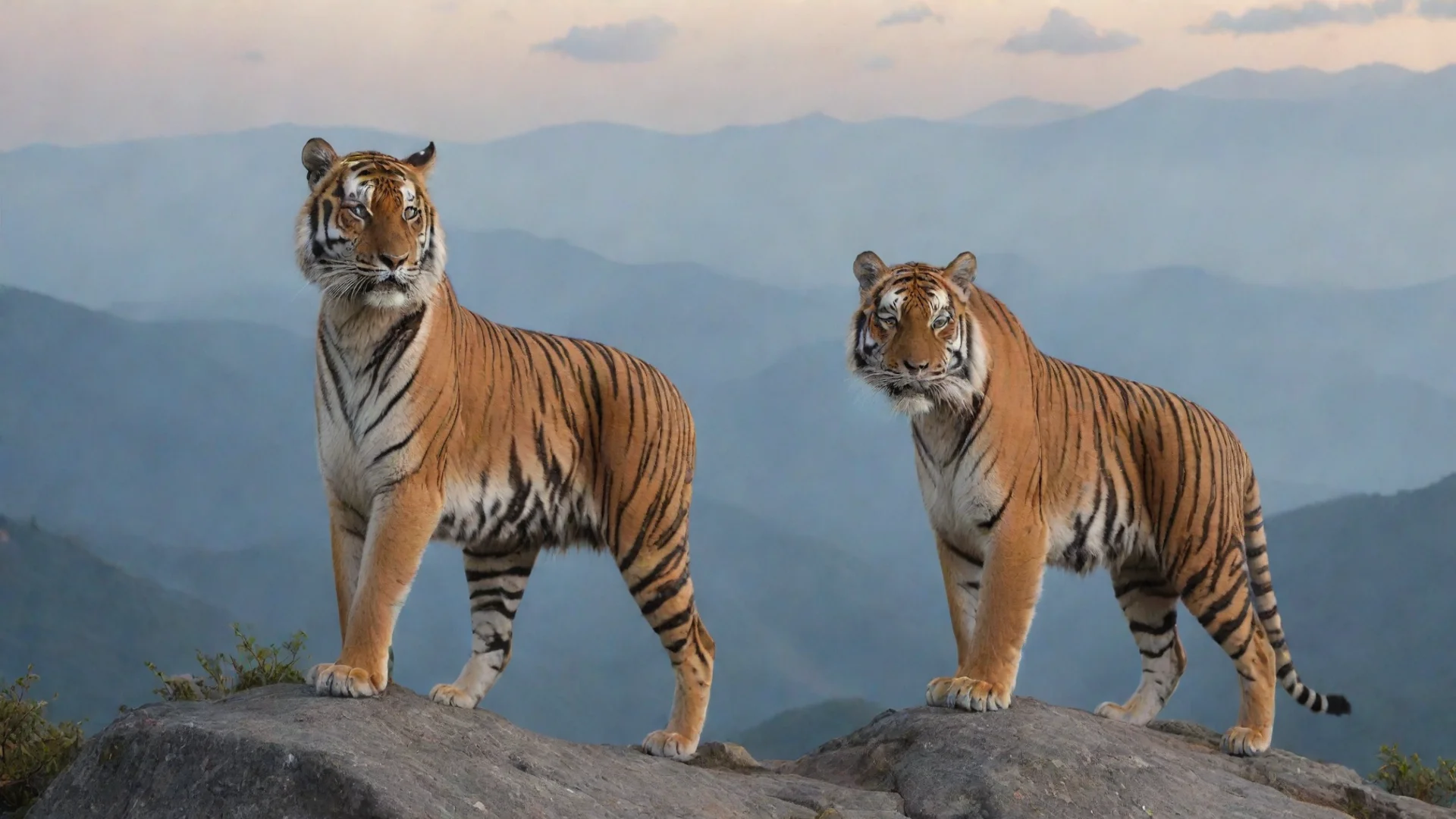 artstation art tiger on a mountain confident engaging wow 3 wide