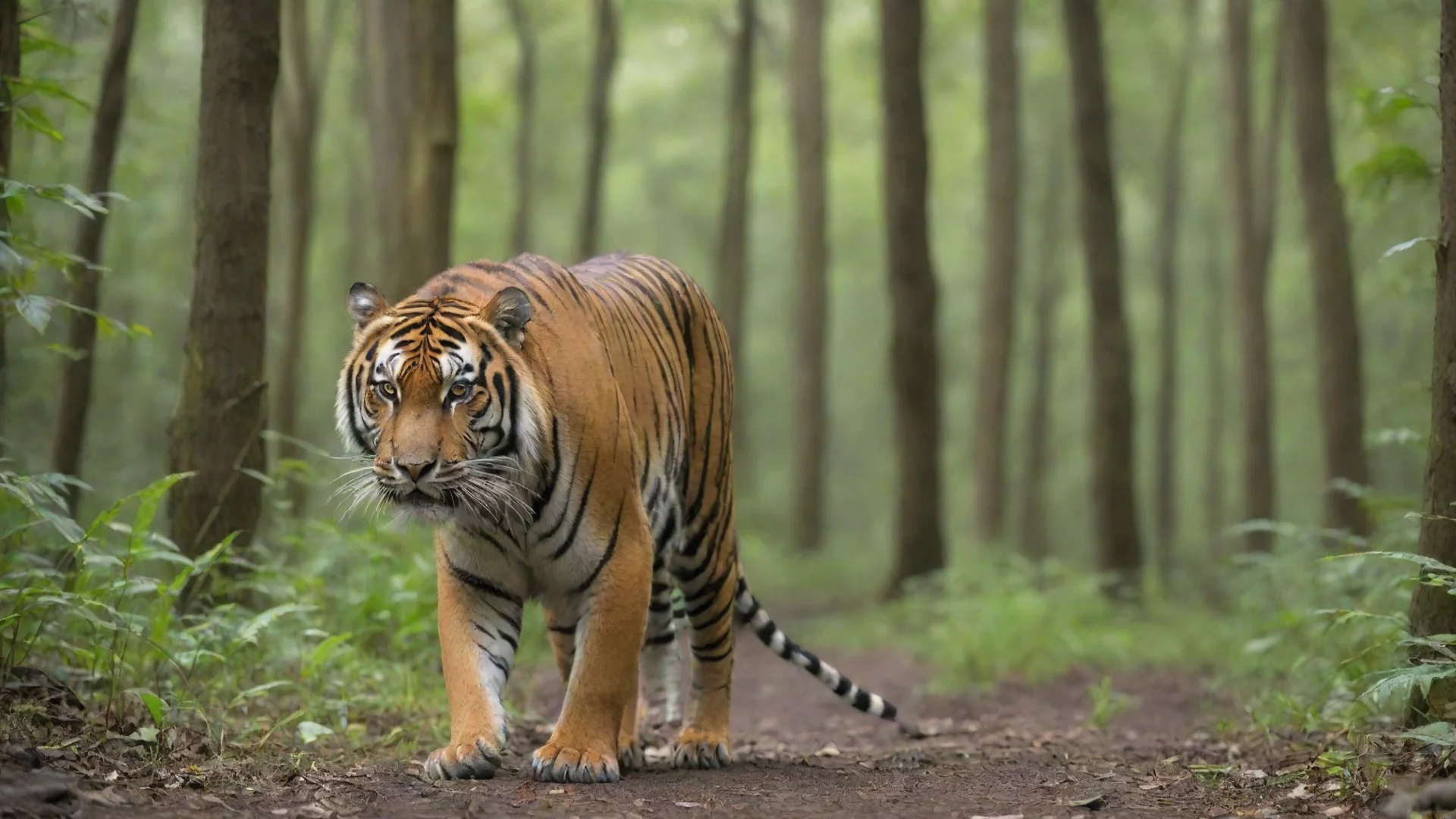 aiartstation art tiger walk in a forests confident engaging wow 3 hdwidescreen