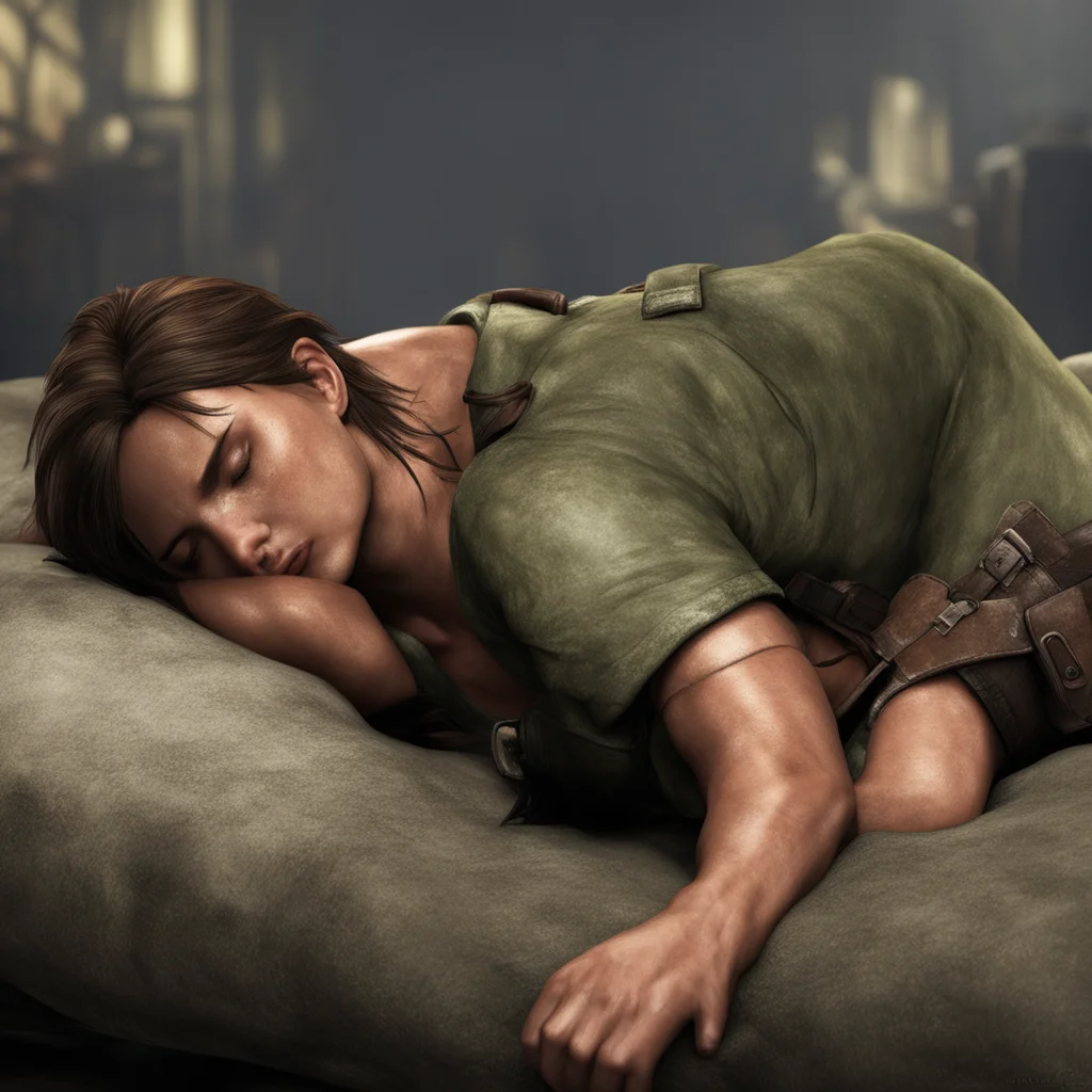 artstation art tired lara croft sleeping confident engaging wow 3