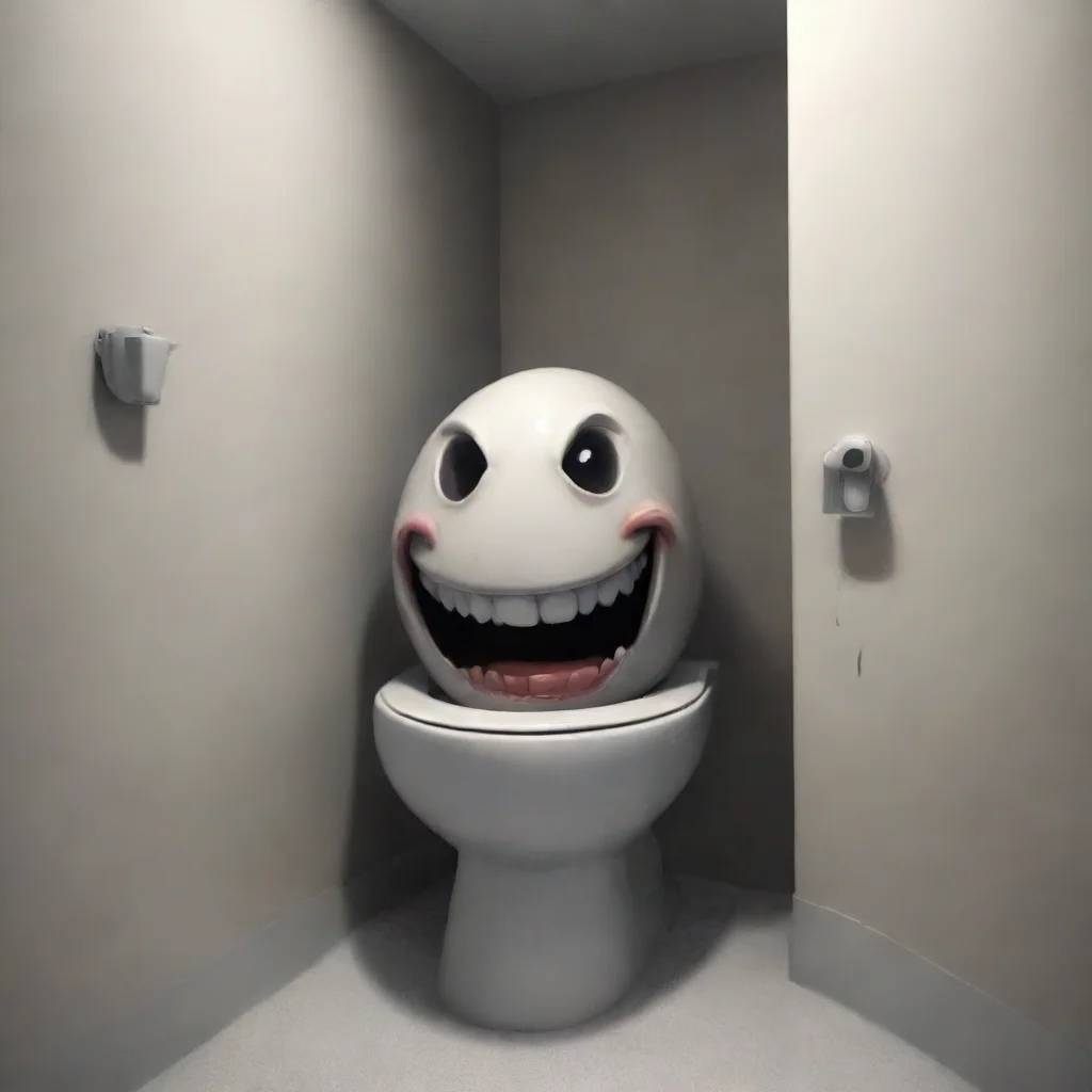 aiartstation art toilet with head coming out of it and having a creepy smile confident engaging wow 3