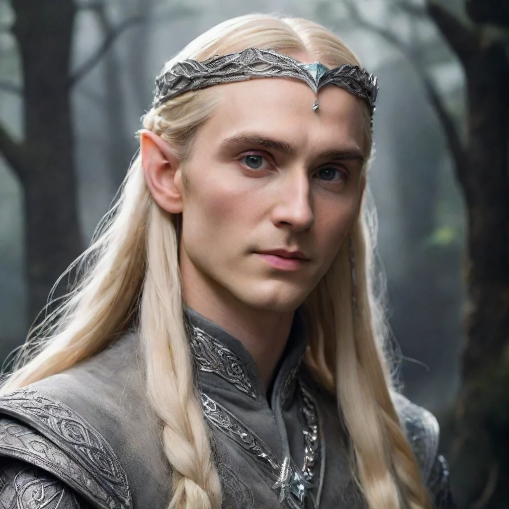 aiartstation art tolkien king thranduil with blond hair and braids wearing silver elvish circlet with diamonds  confident engaging wow 3
