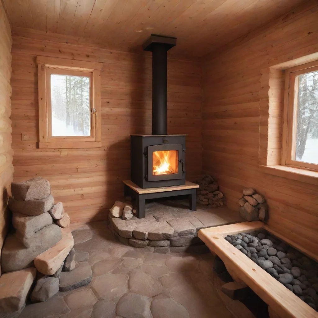 artstation art traditional finnish sauna with the wood burned stove with stones upon it confident engaging wow 3