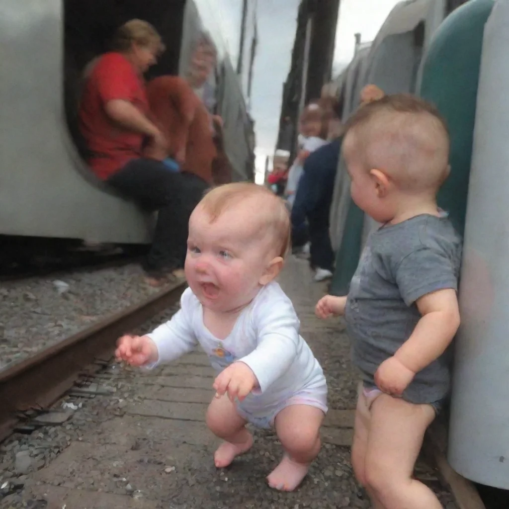 aiartstation art train hitting a baby confident engaging wow 3