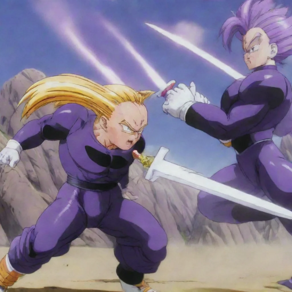 artstation art trunks blocking an attack from frieza with his sword confident engaging wow 3