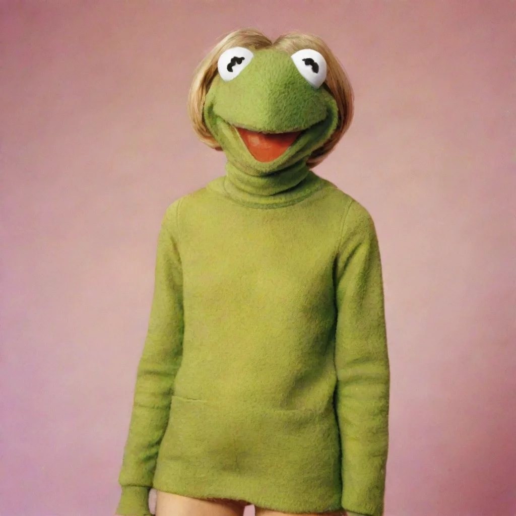 aiartstation art twiggy style 60s fashion kermit the frog confident engaging wow 3