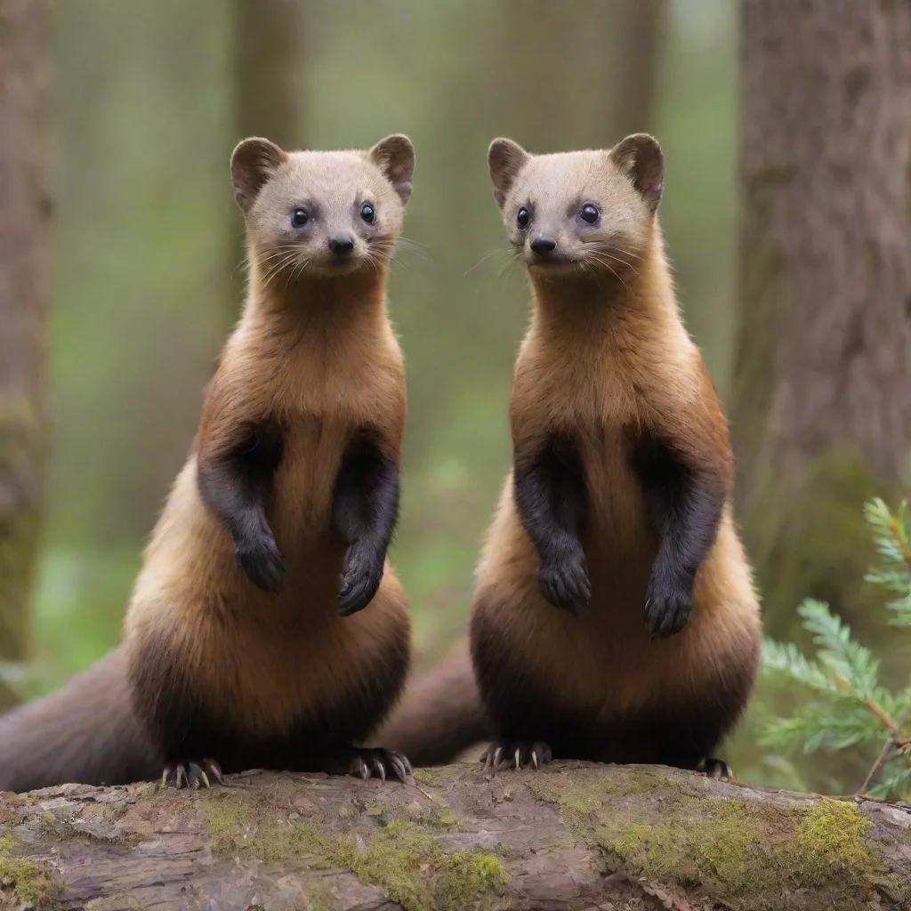artstation art two giant pine martens standing together confident engaging wow 3
