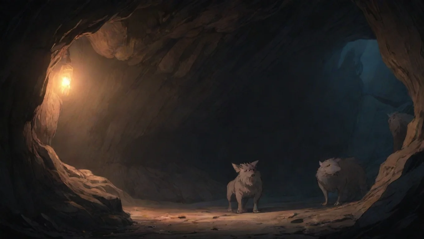 artstation art two warrors in torchlit cave hd ghibli anime aesthetic dark horror 1800 vibe environment confident engaging wow 3 widescreen