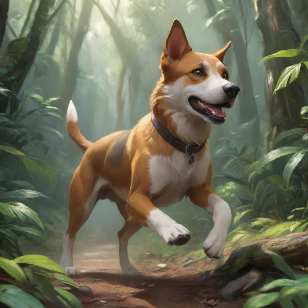aiartstation art un perro corriendo en la jungla en un dia soleado confident engaging wow 3