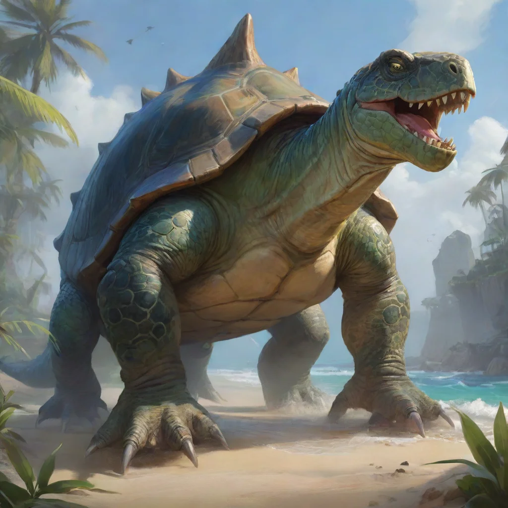 artstation art una tortuga fucionada con un gigate saurios confident engaging wow 3
