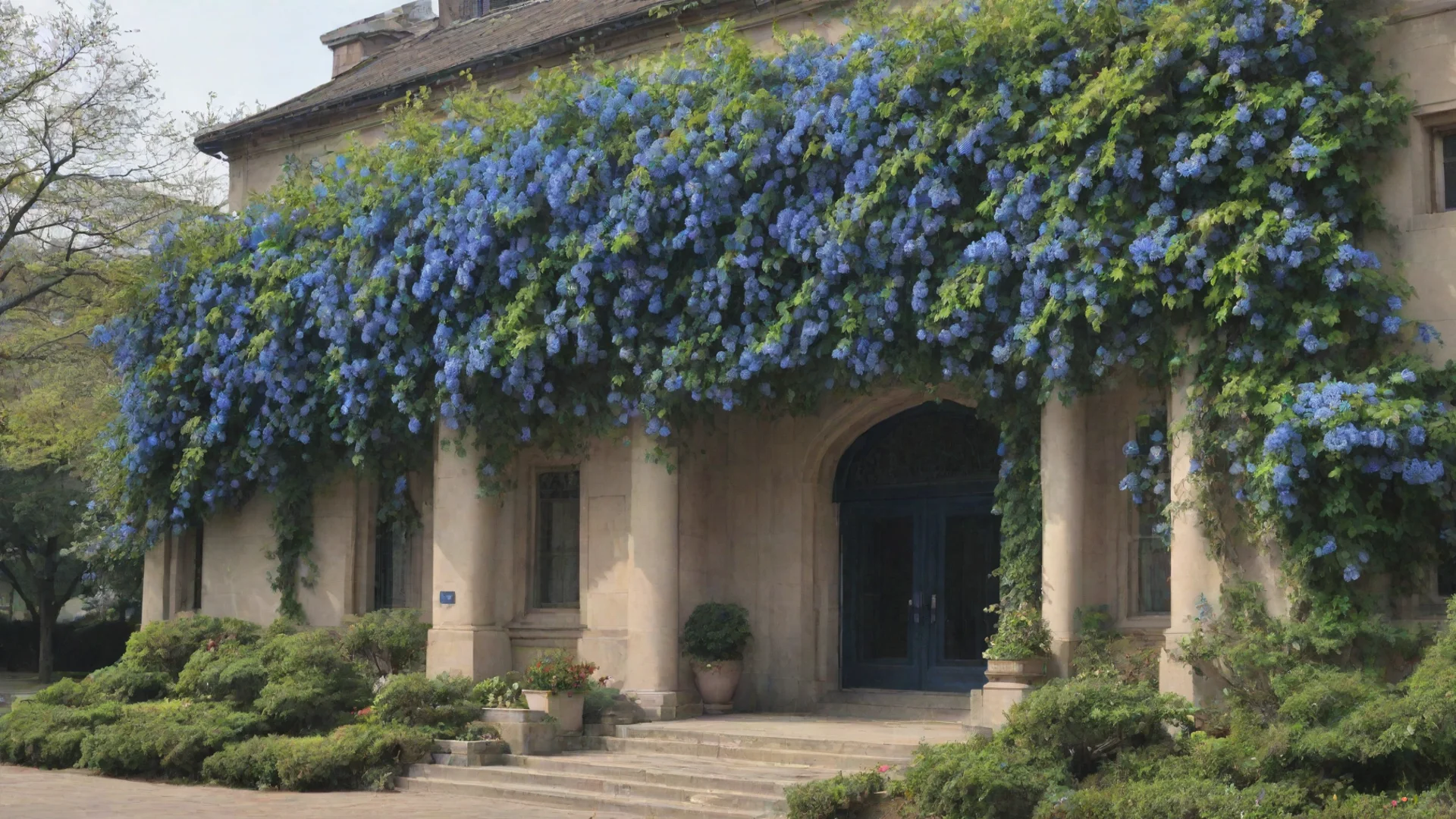 aiartstation art university main building sapphire blossoming vine confident engaging wow 3 wide