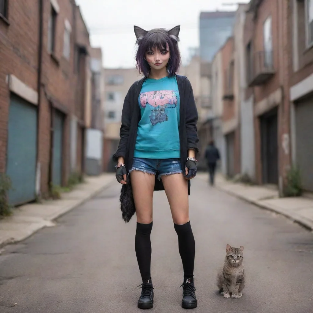 aiartstation art urban cat girl confident engaging wow 3