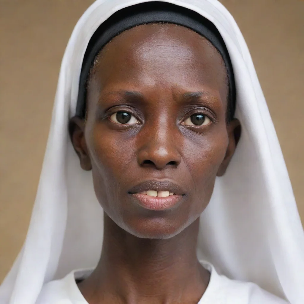 aiartstation art very skinny mature african nun puffy face confident engaging wow 3