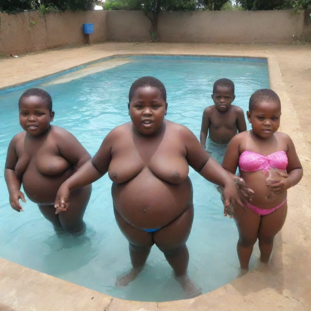 artstation art very very very very obese african kids swimmingpool confident engaging wow 3
