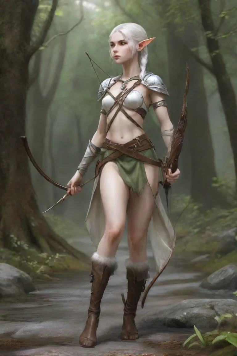 aiartstation art white skinned elf weaponized archer leoglas confident engaging wow 3 portrait