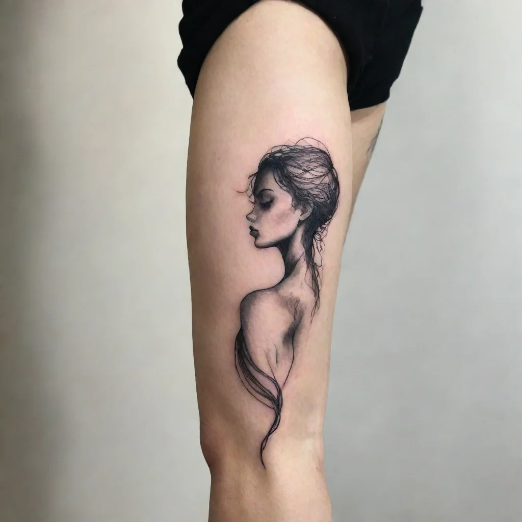 aiartstation art woman silhouette fine lines black tattoo confident engaging wow 3