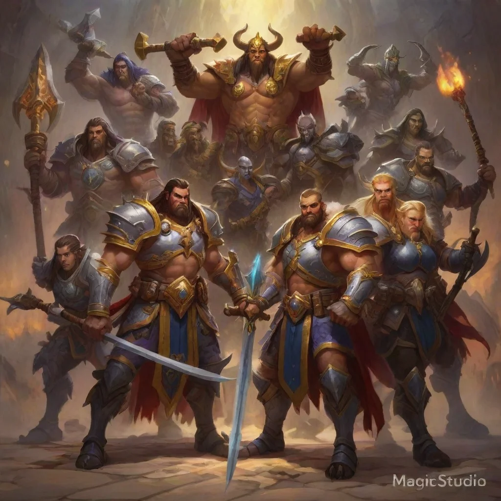 aiartstation art world of warcraft paladin group confident engaging wow 3