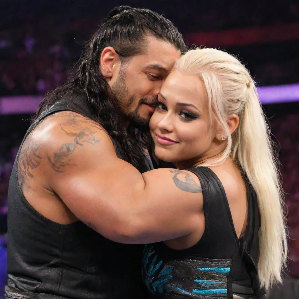 aiartstation art wwe superstar liv morgan hugging roman reigns confident engaging wow 3