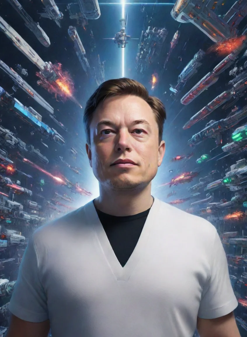 aiartstation art yann lecun space invader elon musk neuralink futuristic minds movie film poster confident engaging wow 3 portrait43