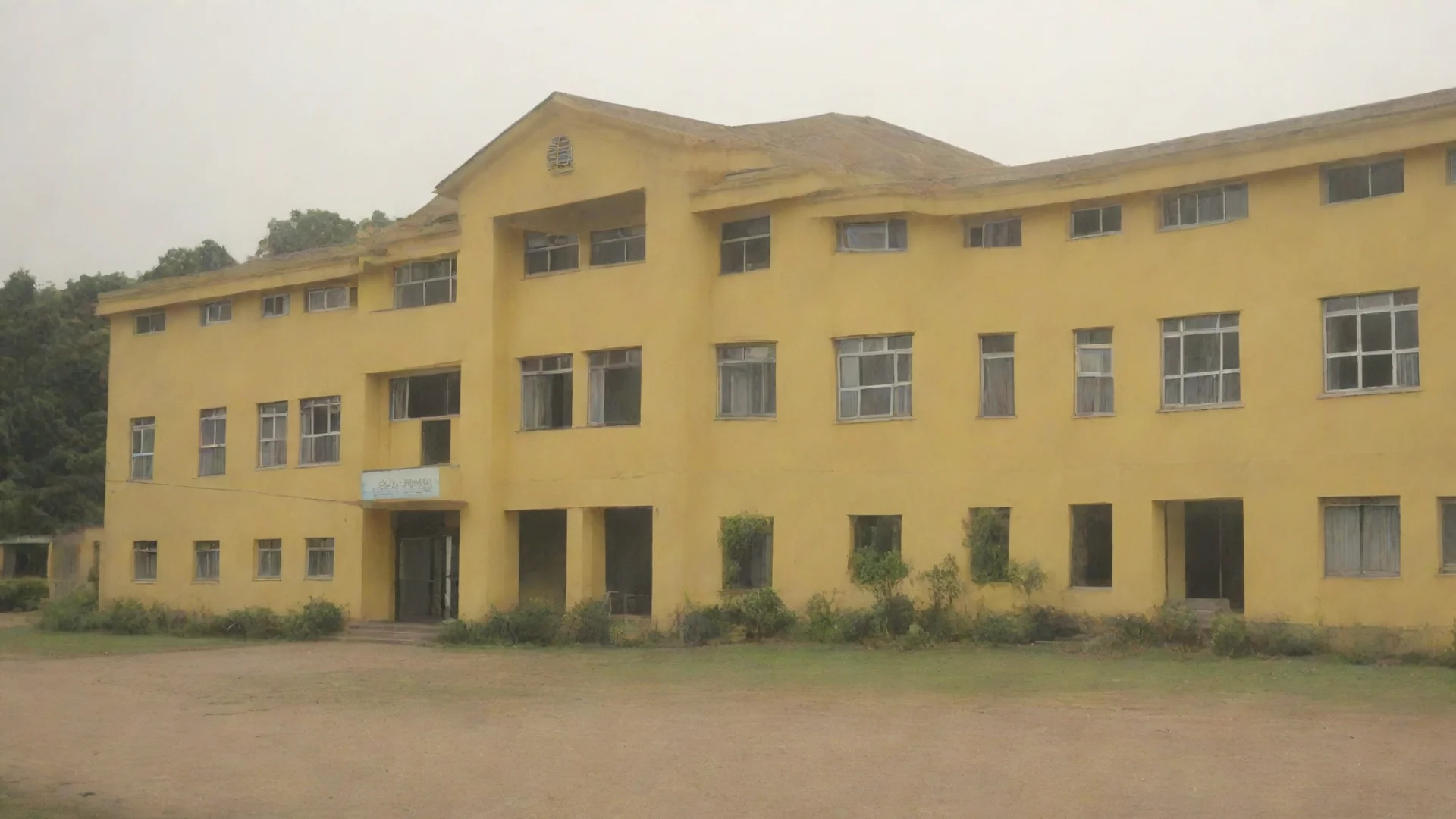 aiartstation art yellow school building confident engaging wow 3 wide