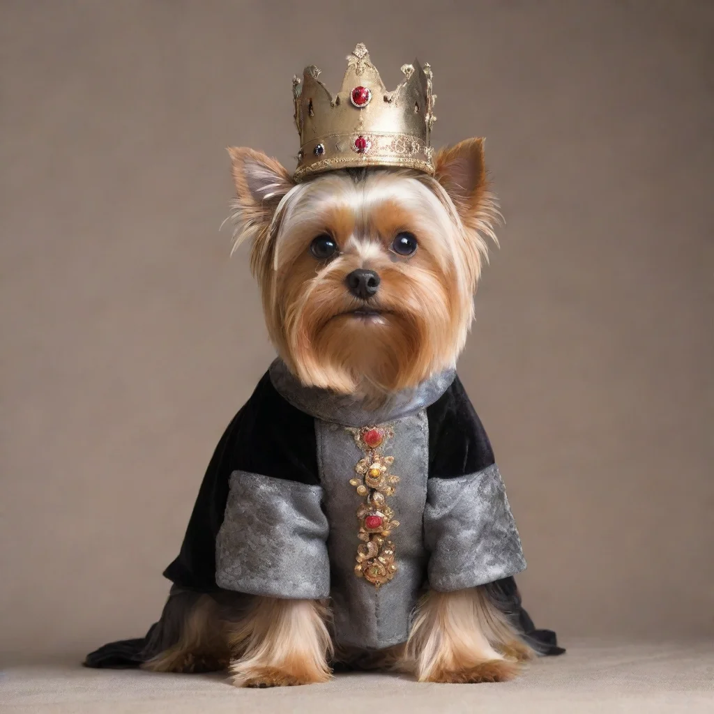 artstation art yorkshire terrier dressed as a medieval king confident confident engaging wow 3