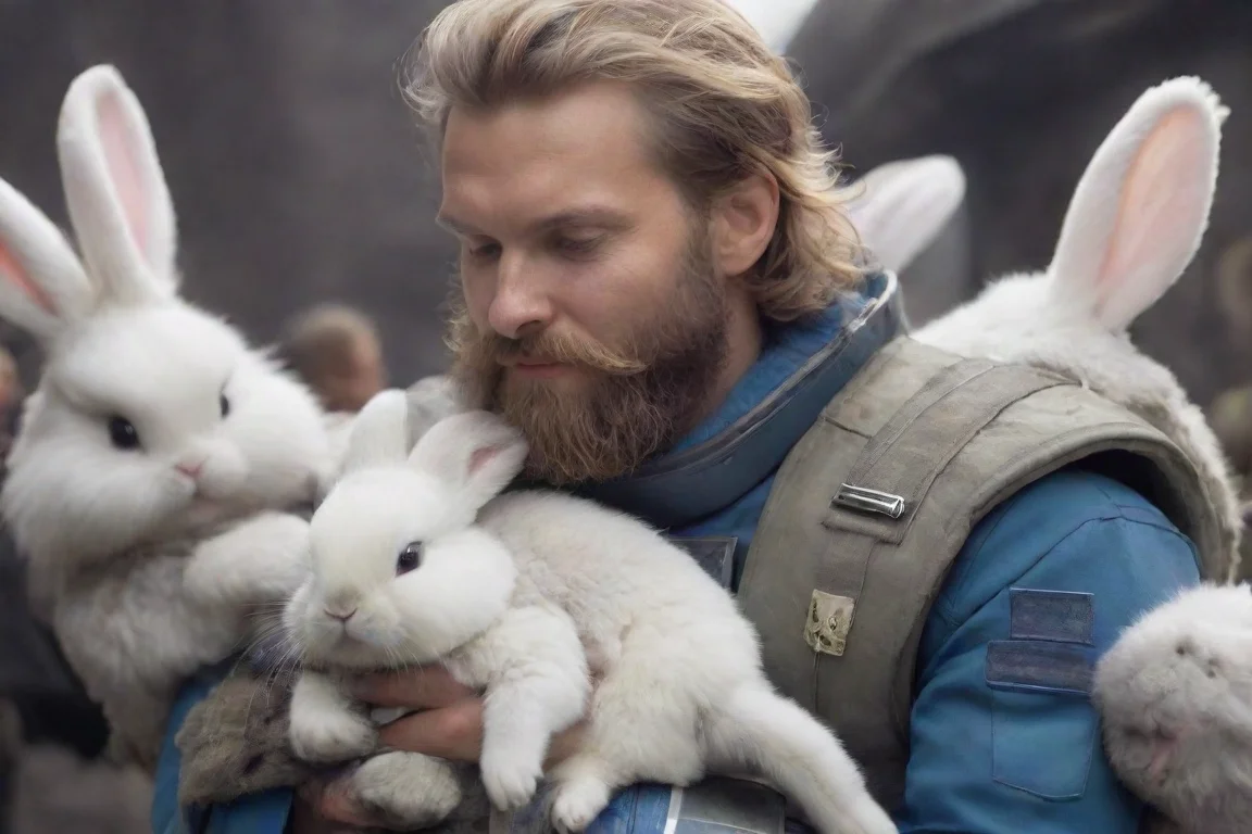aiartstation art young swedish bearded space soldier hugging a cute furry alien rabbit parade hd confident engaging wow 3 landscape