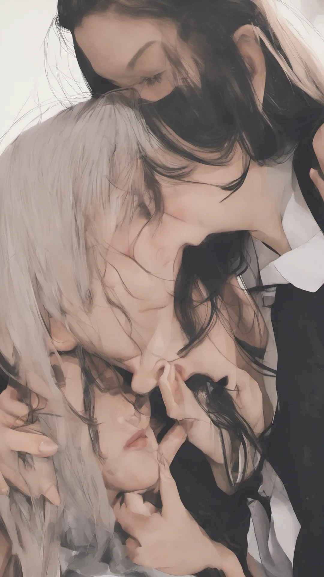 aiasian female lesbian kissing with her girlfriend wearing formal suit  tall