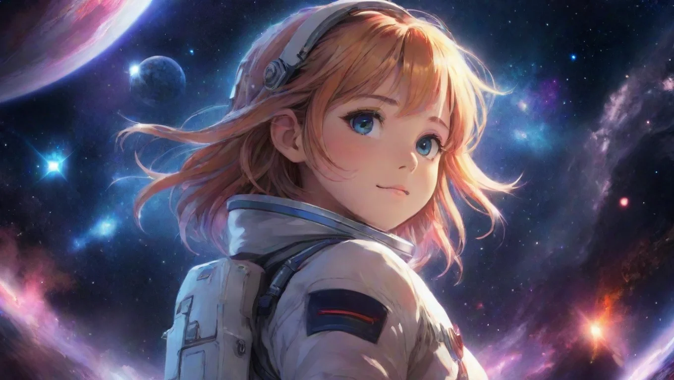 astronaught girl hd anime in space epic artistic colorful star system seen from in epic space  widescreen