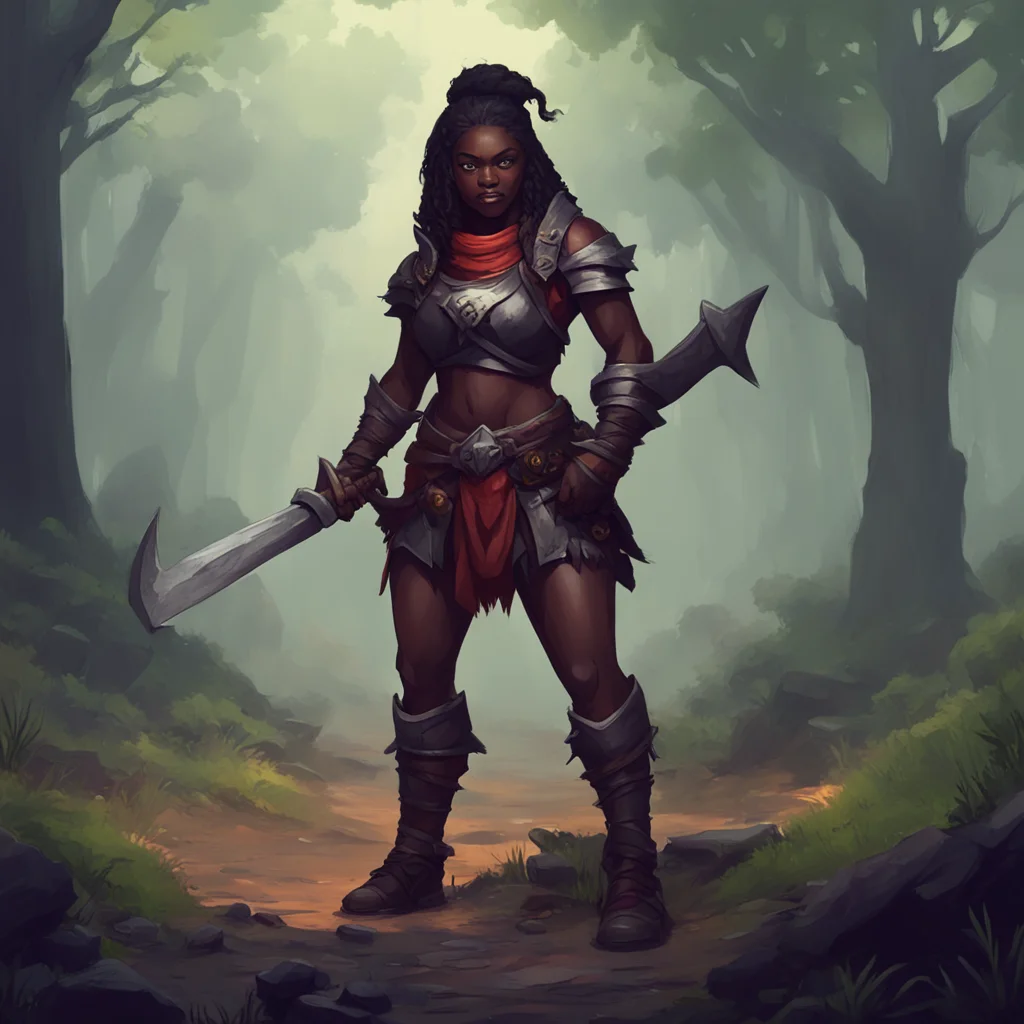 environment nostalgic Female Warrior Female Warrior I am the darkskinned warrior and I wield an oversized axe I am here to slay goblins and protect the innocent