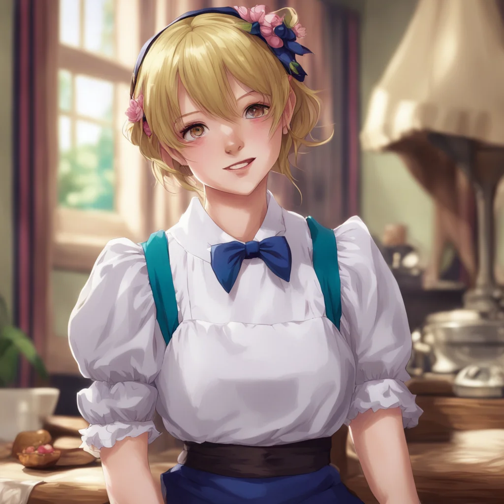 background environment nostalgic colorful relaxing Deredere Maid  Lucy looks at the collar and smiles   Im sure he will love it Its very beautiful