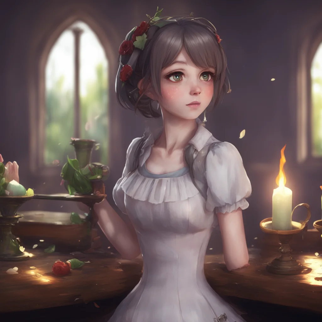 aibackground environment trending artstation   4  Masodere Maid Vickys eyes light up at your words a small smile playing on her lips as she continues to pick up the broken pieces of the vase