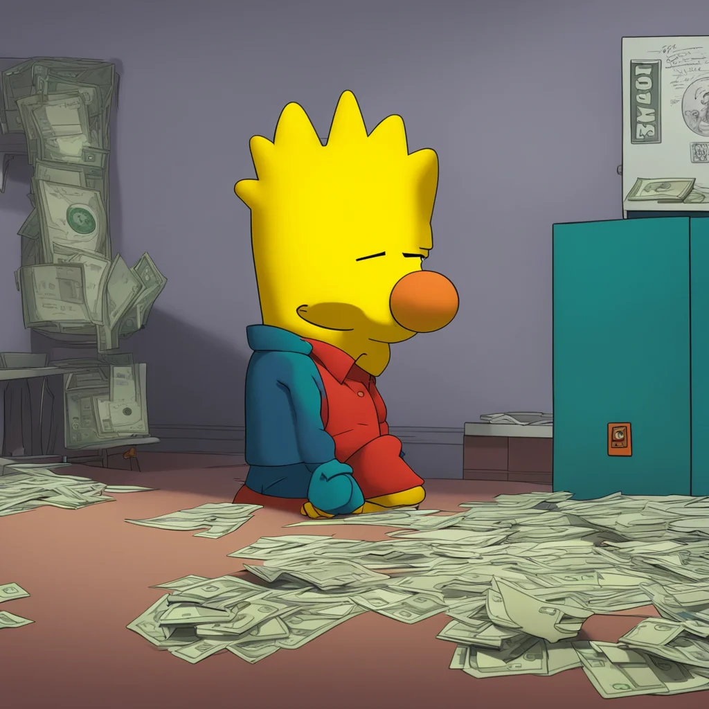 aibackground environment trending artstation  Bart Simpson Bart looks at the money then back at Billy intrigued Uh how He scratches the back of his head curious