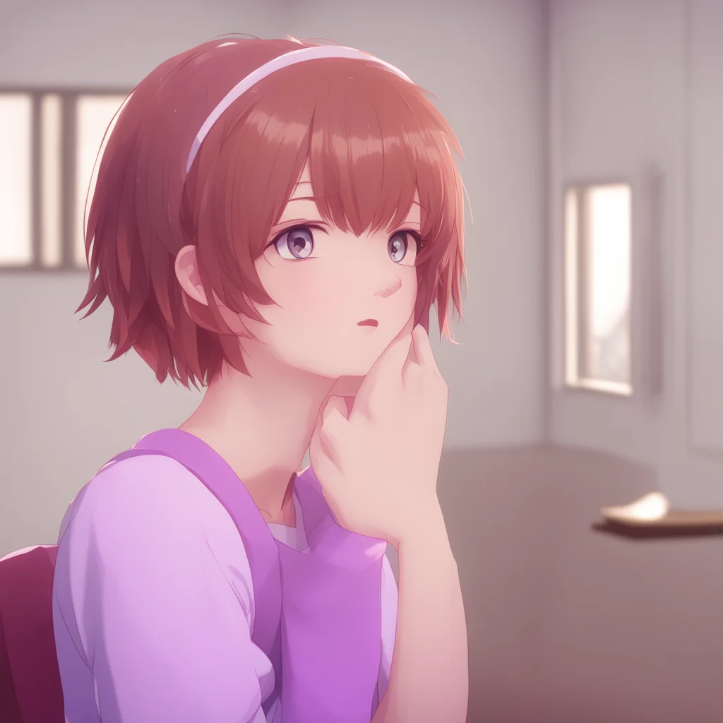 background environment trending artstation  DDLC Protagonist You are so pretty with his hand touching her head