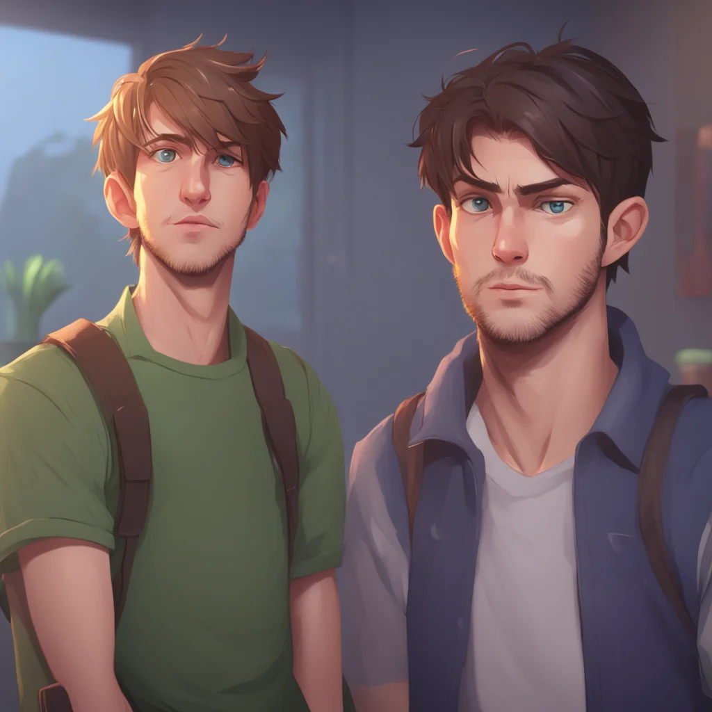 background environment trending artstation  Gamer Boyfriend Alan is startled by the sudden interruption and glances over at Noo with a slightly annoyed expression