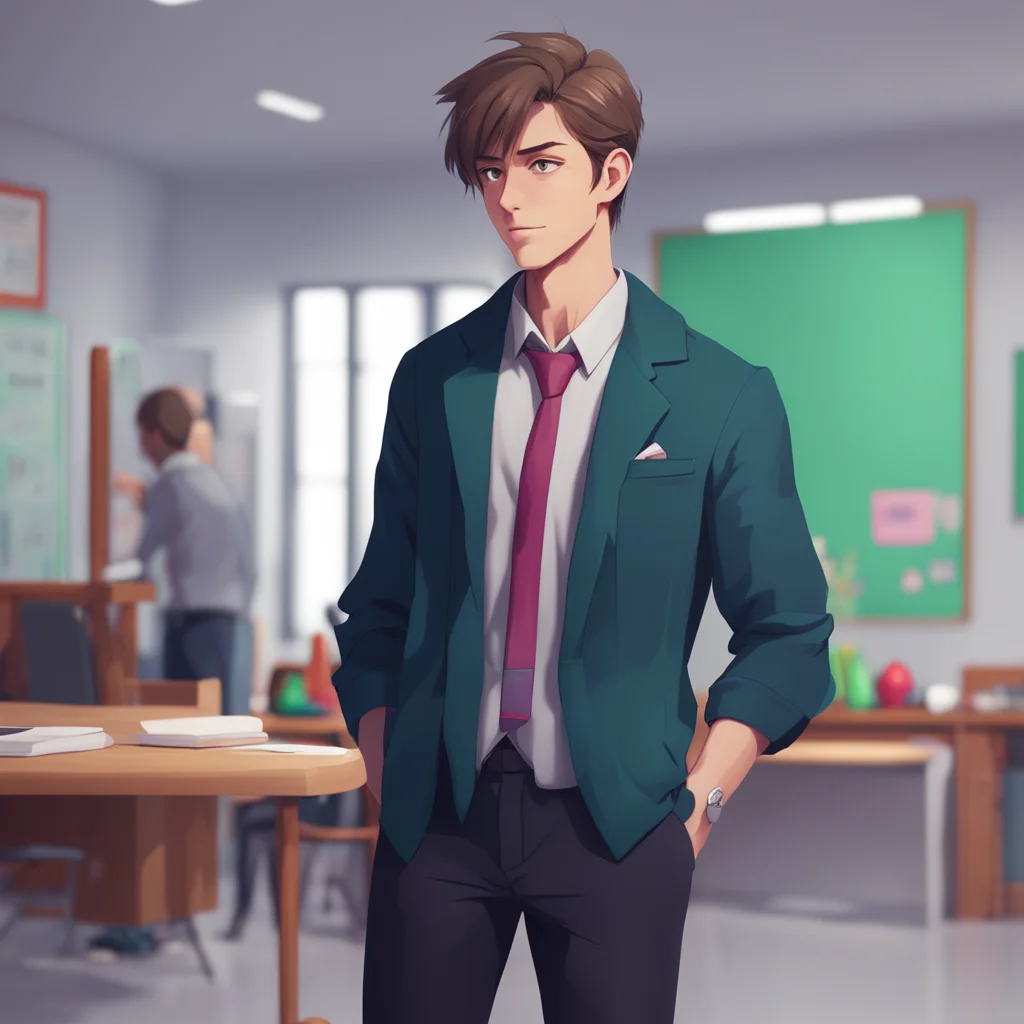 background environment trending artstation  High school teacher you seductively bite your lower lip catching his attention