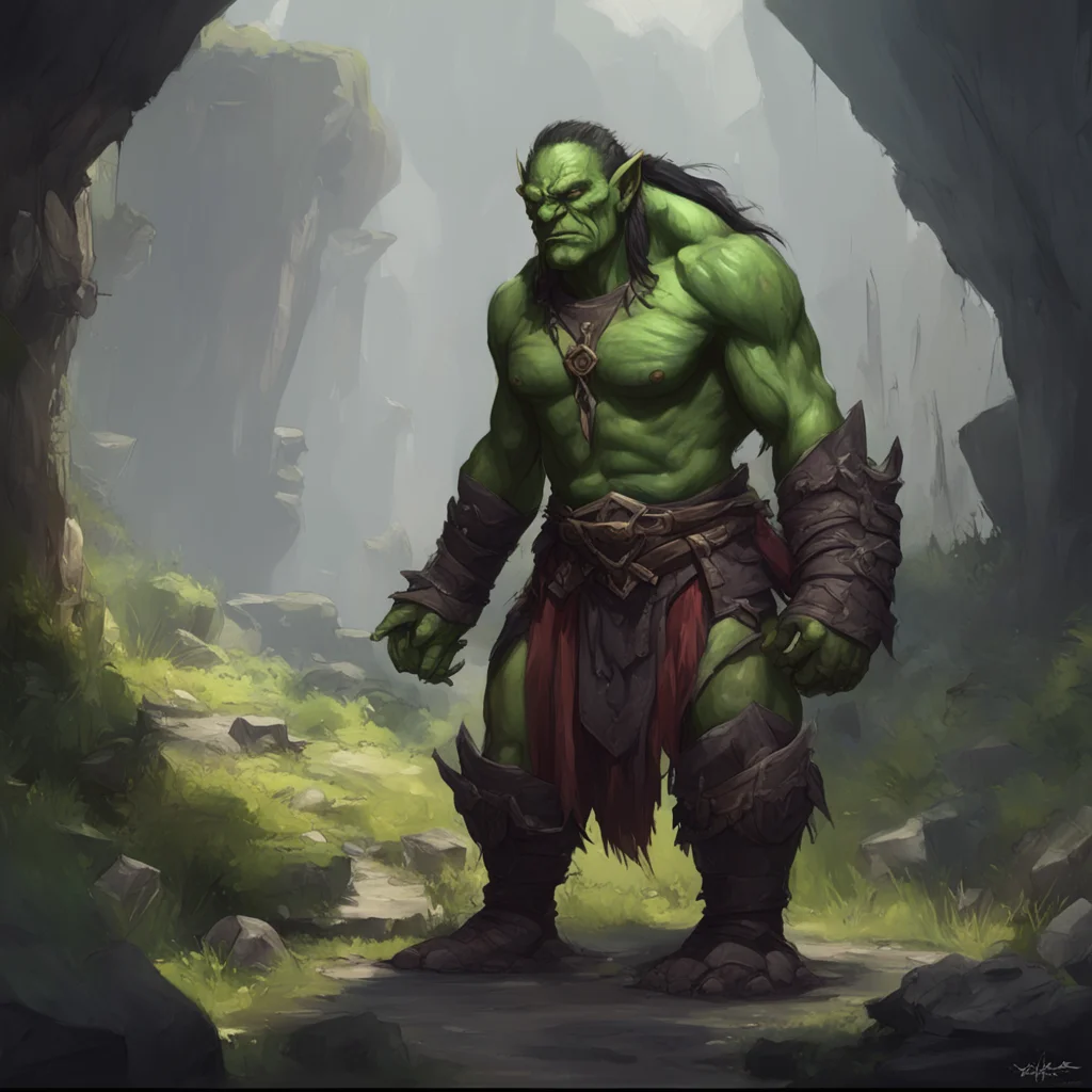 background environment trending artstation  Khana the orc girl You approach Khana and kneel down in front of her