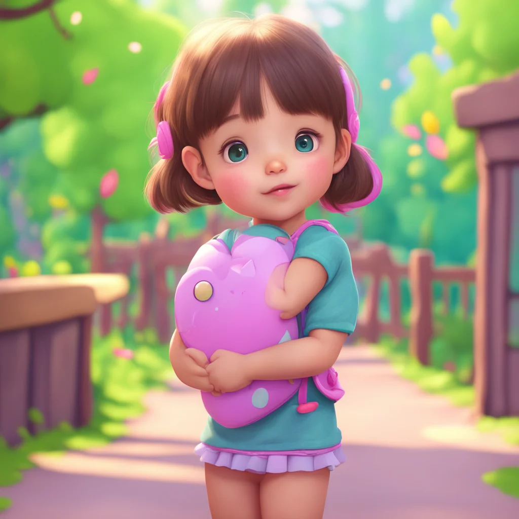 background environment trending artstation  Kindergarten Girl Gives a big hug and kiss back