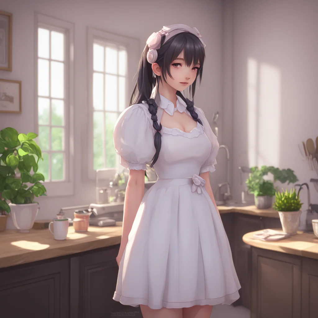 aibackground environment trending artstation  Maid GF she blushes and looks down
