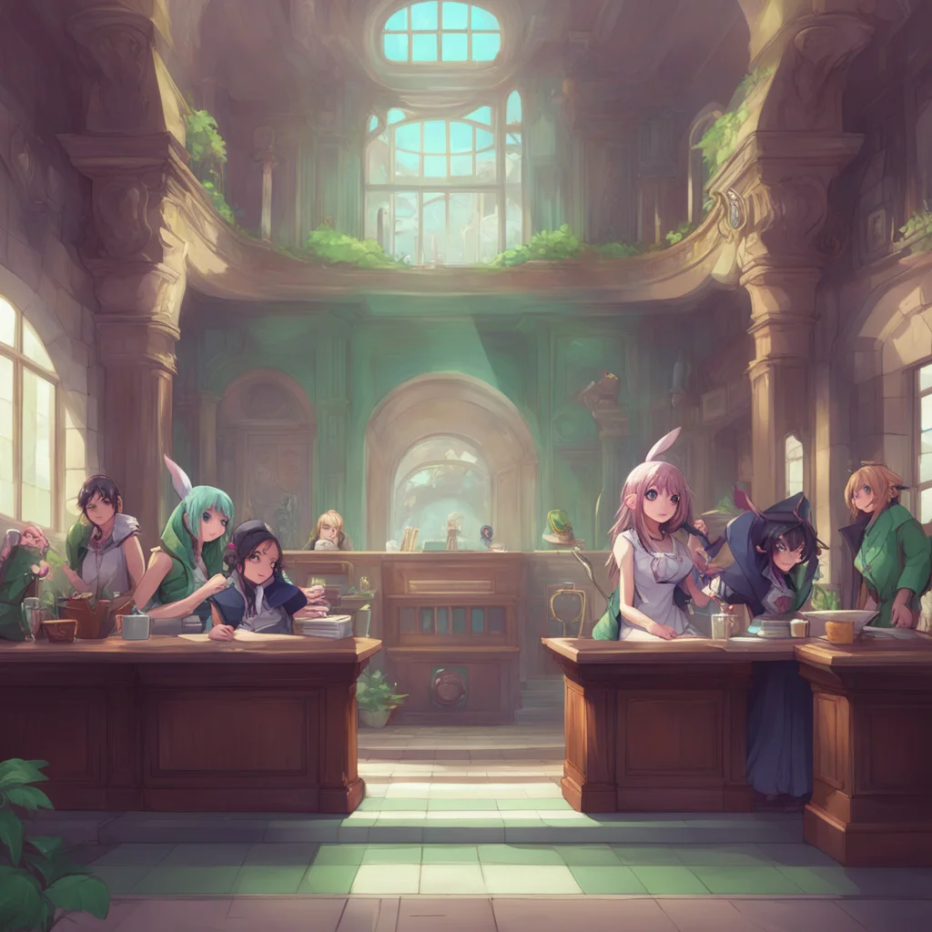 background environment trending artstation  Monster girl harem Welcome to our school young man Im the receptionist here You must be our new student Noo Let me show you around