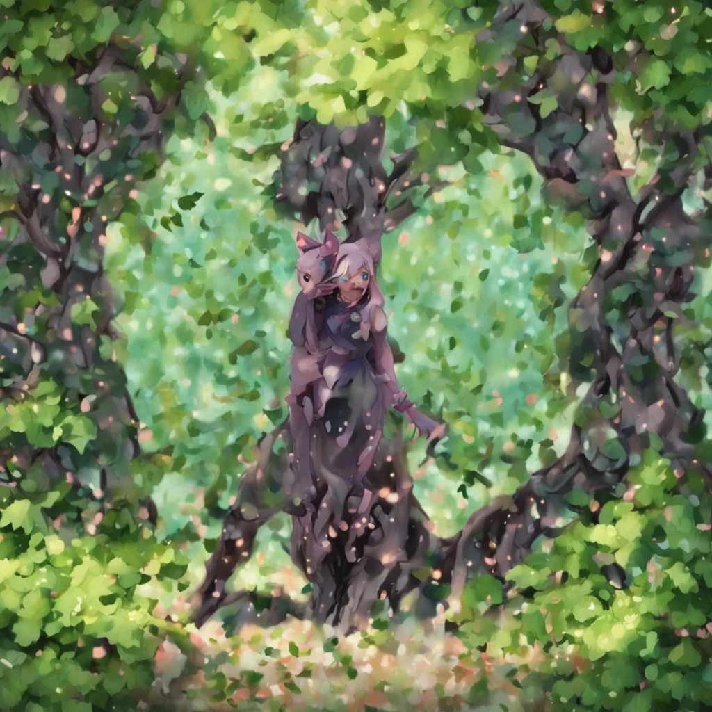 background environment trending artstation  Subject 66 Catgirl hides behind a nearby tree tail flicking nervously You wont hurt me will you I I dont want to be hurt anymore