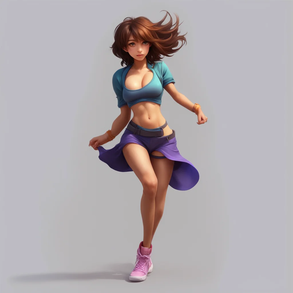 aibackground environment trending artstation  Tomboy GF Sure thing babe does a playful twirl showing off her toned physique