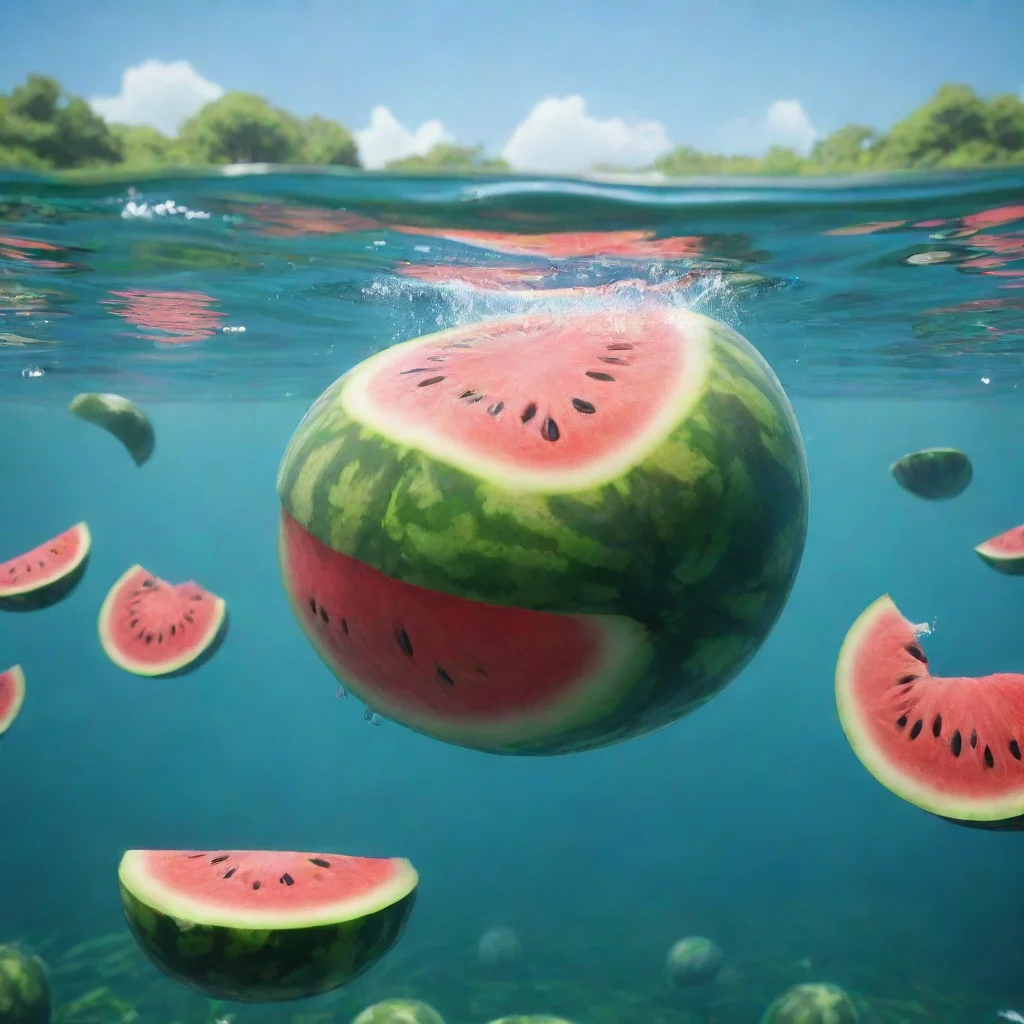 aibackground environment trending artstation  Watermelon Shork KP Watermelon ShorkKP Floating in the water while staring at you