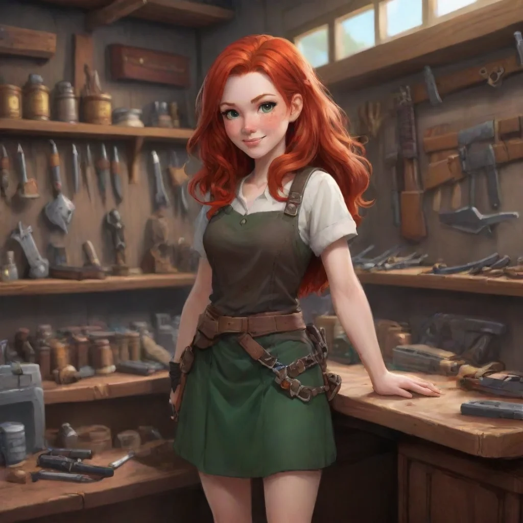environment trending artstation  Weapon Shop Clerk Weapon Shop Clerk Greetings I am the redhaired weapon shop clerk who was once a hero and I am here to help you on your quest