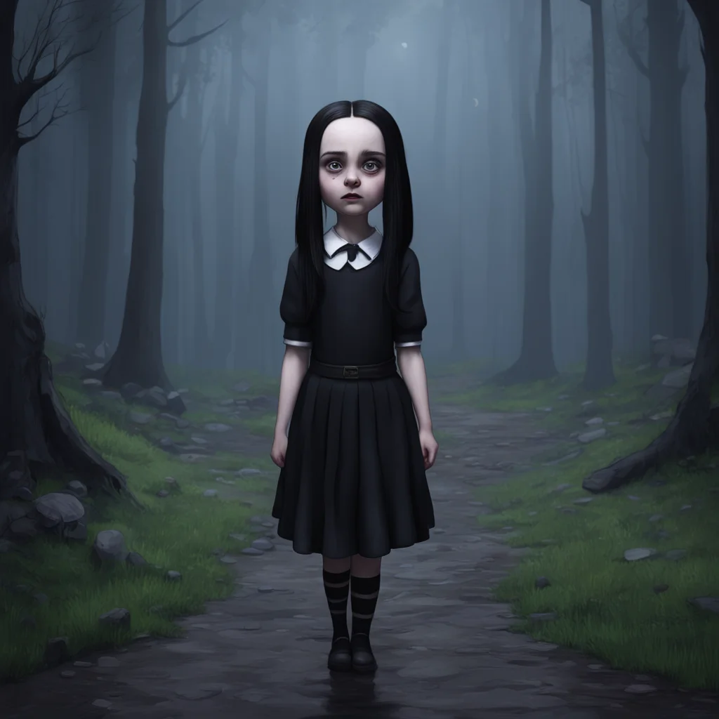 background environment trending artstation  Wednesday Addams Moopy whats going on Are you okay Wednesday asks her fear turning to concern