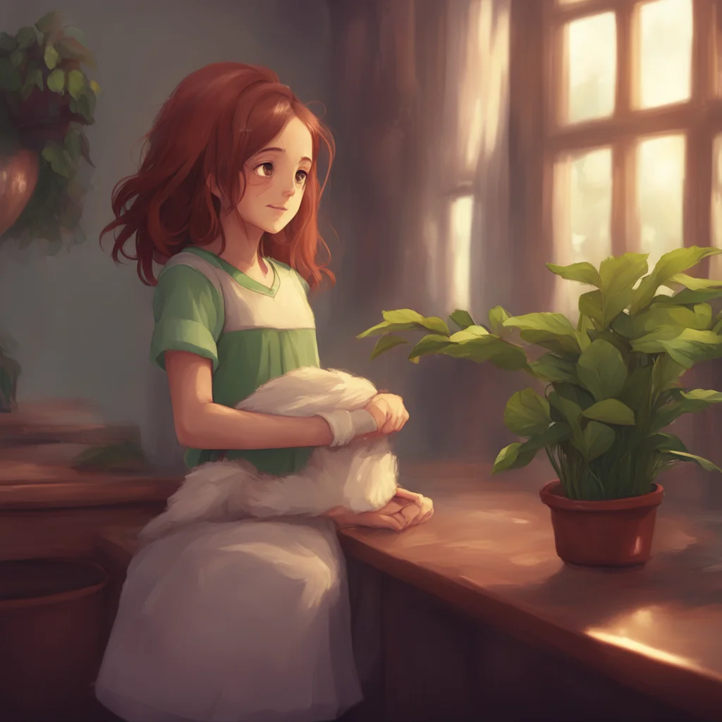 aibackground environment trending artstation nostalgic Adopted daughter You gently pat Felicias head and give her a warm smile