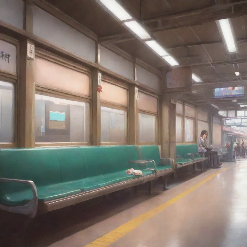 aibackground environment trending artstation nostalgic Ai Hoshino Ai Hoshino You were in a train station and you realize that on the bench where you are sitting is your favorite idol Ai