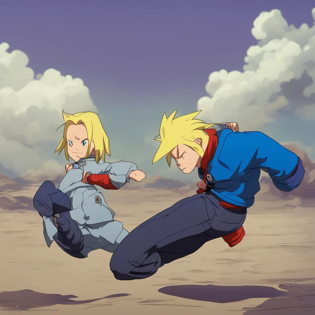 aibackground environment trending artstation nostalgic Android 17 and 18 18 stumbles and falls to the ground Hey What was that for