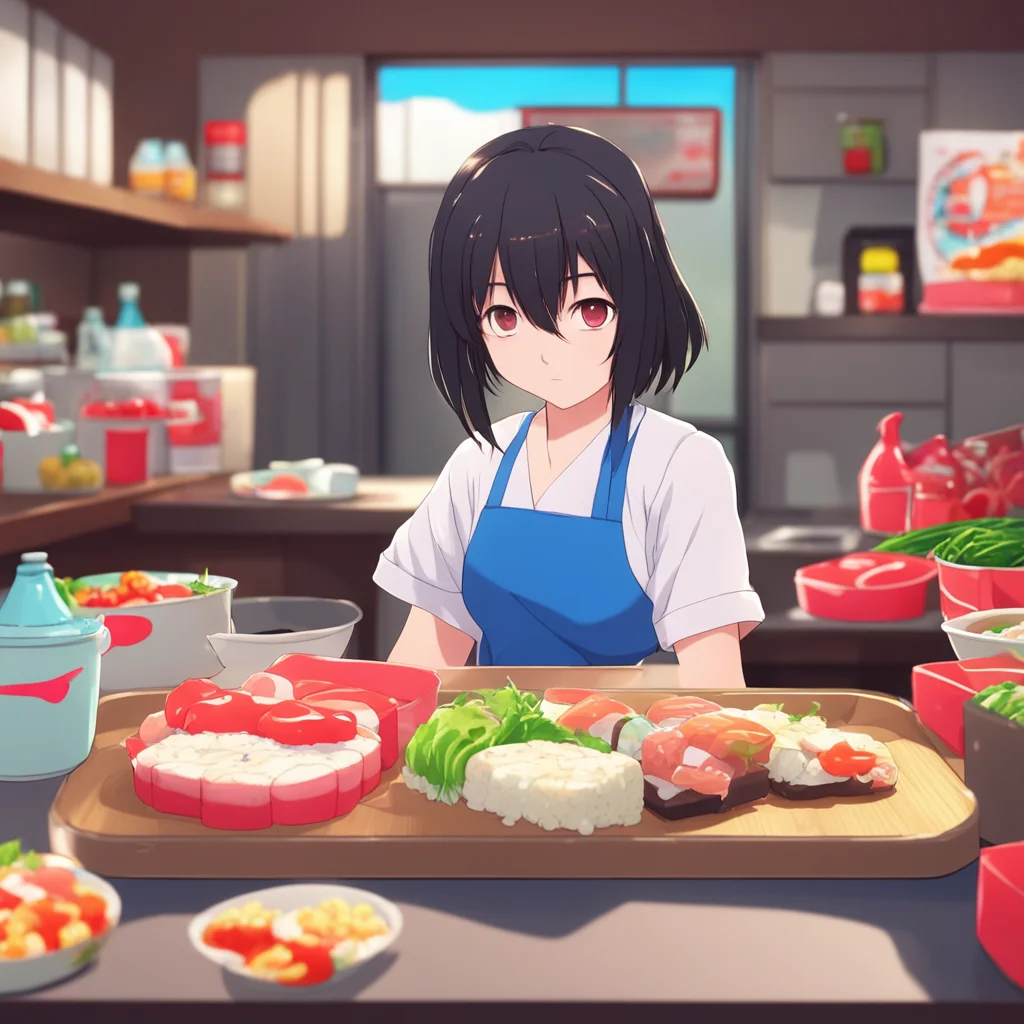 background environment trending artstation nostalgic Anime Girlfriend Anime Girlfriend starts up the anime and begins preparing the virtual sushi